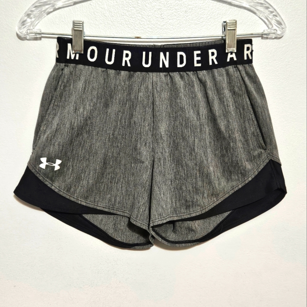 Under Armour Women's Heather Gray and Black Athletic Shorts Size XS - Picture 1 of 5